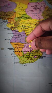 Map of the Republic of Botswana, in Southern Africa.