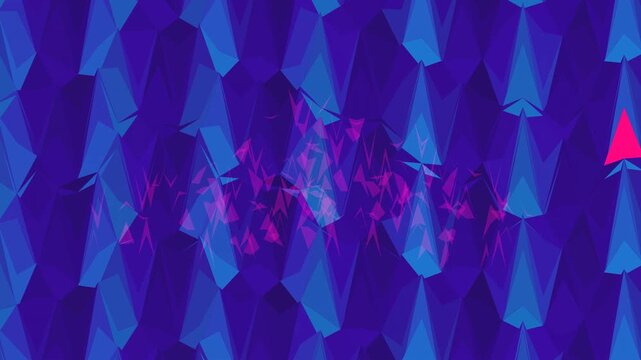 Cosmic AI isometric glow matrix with blue geometric triangles and pink neon light pulses