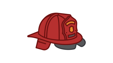 Fototapeta premium Red firefighter helmet icon isolated on white background.