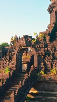 Bajra Sandhi or Monumen Taman Mumbul monument to the struggle for independence Bali, Indonesia 4K Aerial view