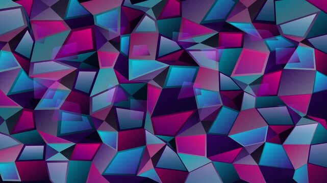 Vibrant cosmic facade with shifting geometric patterns in purple and blue hues.