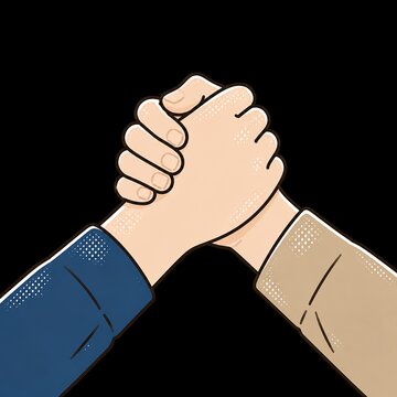 力強く組み合わされた二つの手が信頼と結束を示すイラスト