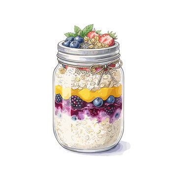 Overnight Oats Mason Jar For Vegan Breakfast Diet