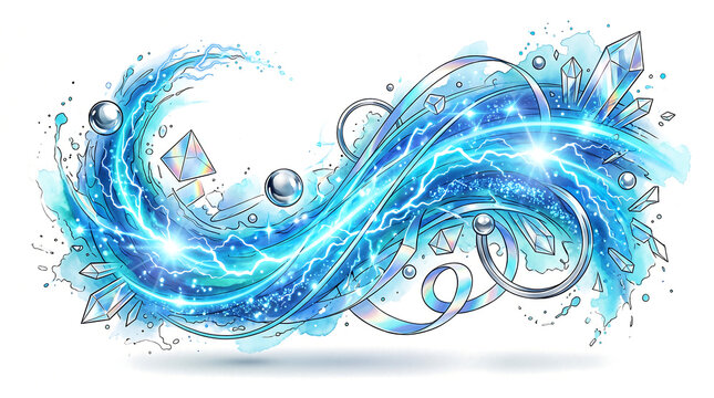 green colour thunder beam steaming flowing lightining  extraction illustration image.