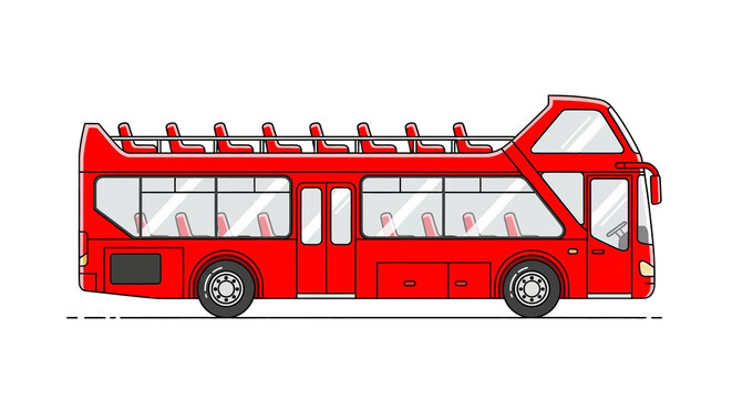 Red Double Decker Sightseeing Bus Vector Illustration