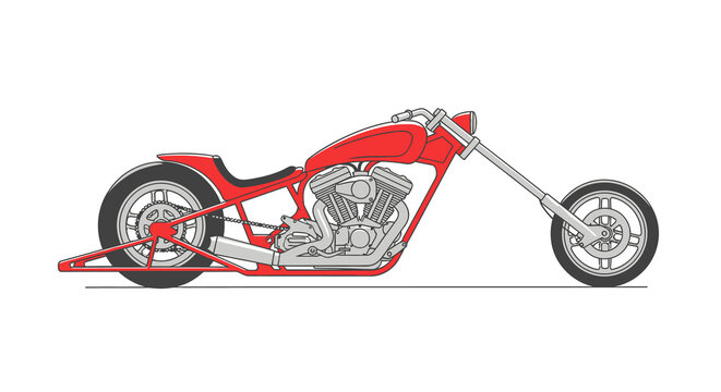 Custom Chopper Motorcycle Vector Illustration