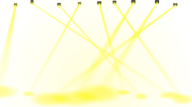 Bright yellow stage lighting, dramatic concert spotlights, vibrant performance illumination, dynamic event light beams, abstract glowing background for entertainment and celebration.