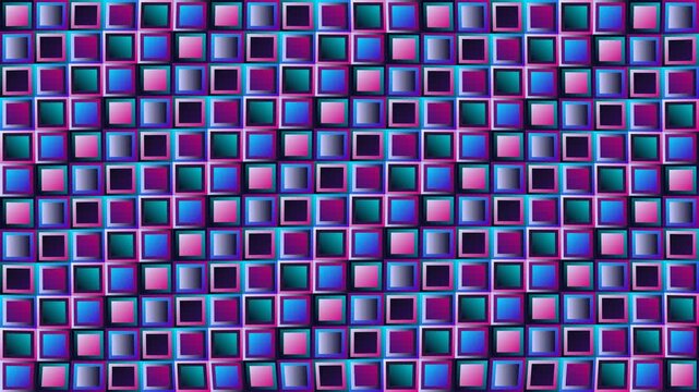 Cosmic indigo and pink rectangular tessellation grid background with rhythmic motion