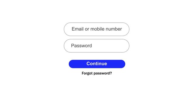 Continue Button User Interface Animation, Secure Authentication Screen, 4K Motion Graphics