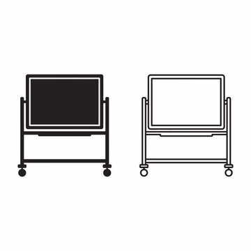 Table Silhouette and Outline Icon Set, Solid Black Silhouette Left and Line Outline Right, Isolated on White Background, Vector Illustration, SVG, EPS, Clipart