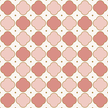 Quatrefoil lattice seamless pattern blush pink and gold background