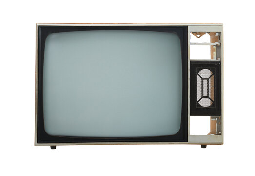 Old TV isolated on white background. Retro technology.