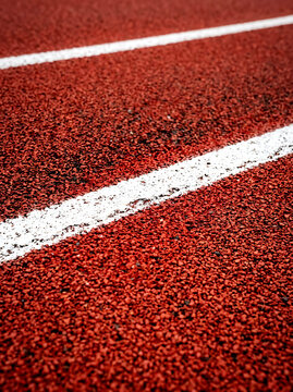 Red Tartan Track Surface Texture With White Lines On Transparent Background