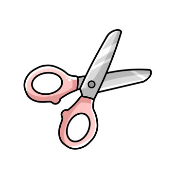 Cute cartoon scissors with soft gradients and bold black outline, isolated on transparent background. Perfect for school, education, stationery, crafts, stickers, and icons.