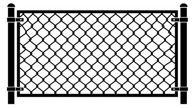 Chain link fence isolated on white. Metal wire mesh barrier for security and construction.