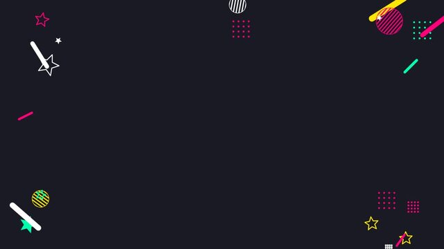 Memphis style geometric shapes motion background