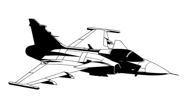 JAS 39 Gripen Modern Jet Flat 3D Vector Illustration Isolated on White Background