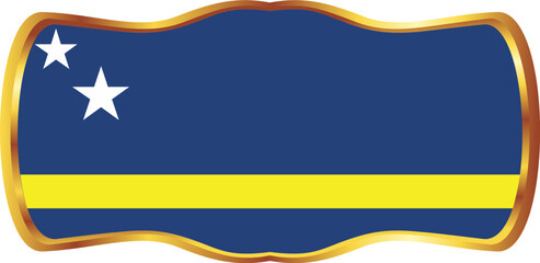 Fototapeta premium Curacao Flag Gold Shield Badge