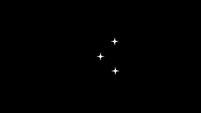 White twinkling star glitter animation, sparkling festive starlight, glowing blinking stars, magical shimmer trail, doodle sparkle line and circle effect, seamless black background, 4K...
