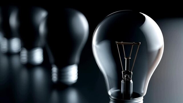 Glowing light bulb illuminating among unlit bulbs symbolizing innovation, creativity, leadership and bright business ideas