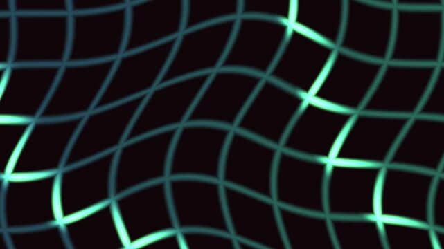 Abstract Wavy Cyan Glowing Neon Grid Mesh Animation on Black Background in 1080p Full HD
