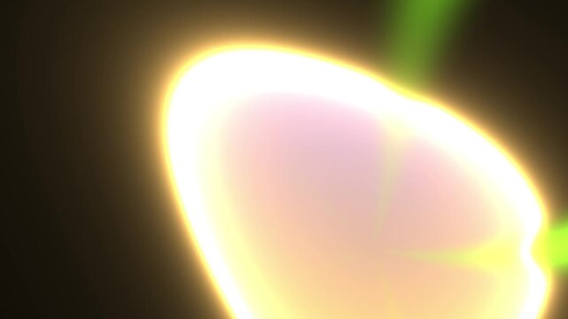 Abstract Glowing Golden Light Orb with Soft Purple Core and Green Rays Background Motion Graphics