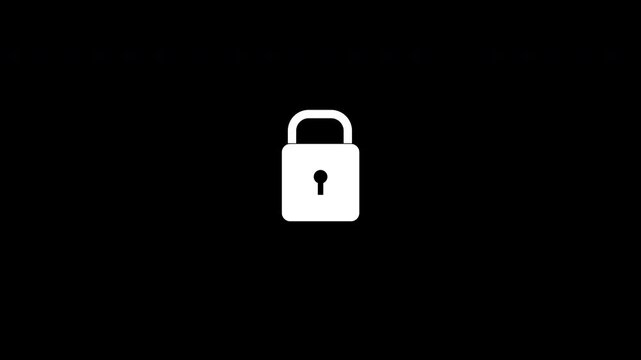 Lock Security Icon Animation Clean White Loop Transparent Background