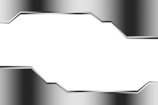 Silver metal tech hexagonal border frame shape object for decoration isolated on white background