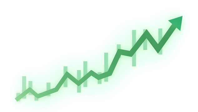 green stock chart , The stock market is in an uptrend.