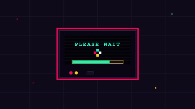 Digital Retro Loading Screen Animation Sequence.