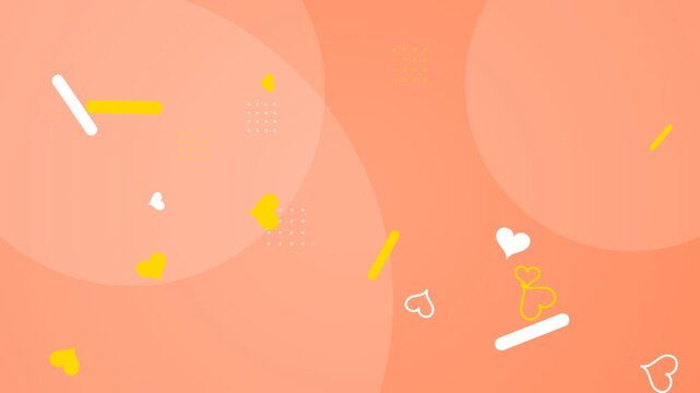 Abstract hearts motion graphic on orange background