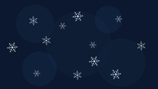 Falling Snowflakes Over Dark Night Background Video.