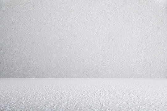 Minimalist White Concrete Wall and Surface Display Backdrop.
