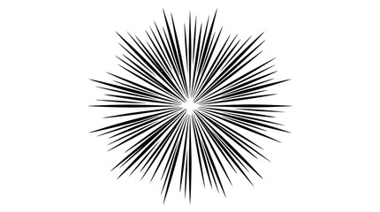 Fototapeta premium A black and white abstract radial burst pattern with sharp lines emanating from a central point, creating a starburst or explosion effect.