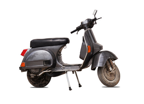Vintage scooter classic isolated on white background.