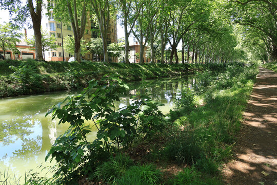 The Canal du Midi-Canal of the South-connects Toulouse with the Mediterranean Sea at S&egrave;te- The canal was completed in 1681, France