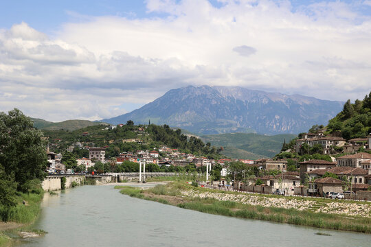 View of the old town of Gorica on the Osum River, Berat, Albania