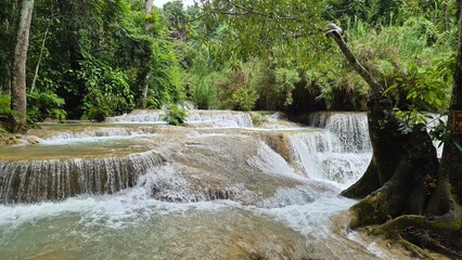 Lower Cascades of Kuang Si Waterfall in Luang Prabang, Laos © bloomingjourneys