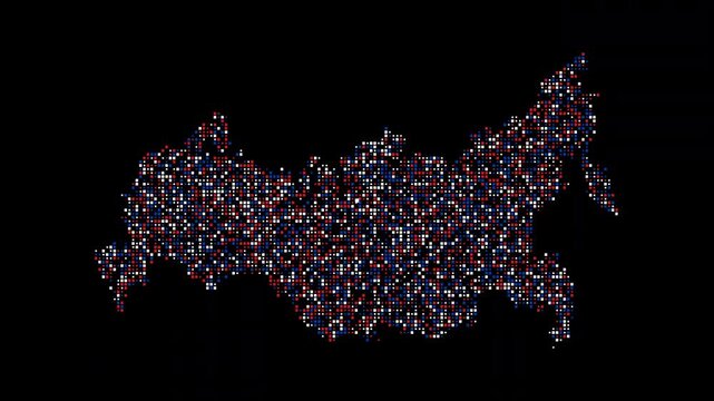 Russia digital map dotted network transparent background animation