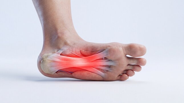 Bottom View of Human Foot Showing Plantar Fascia Anatomy and Foot Arch