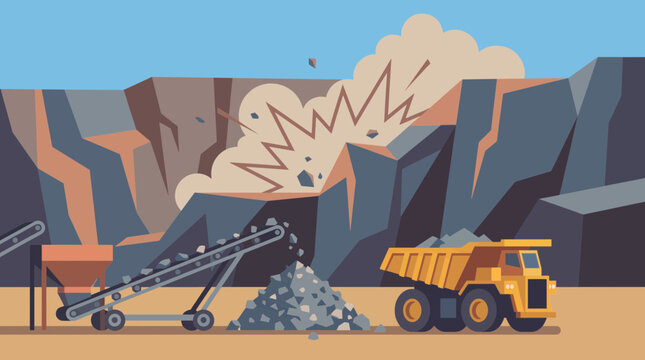 Quarry Blasting Rock Face for Aggregate Production