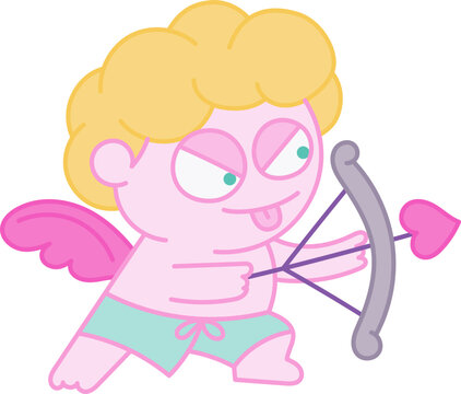 Mischievous Cupid with Heart Arrow Romance Character 
