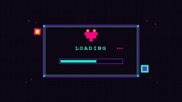 Retro Neon Loading Screen Animation In Progress.