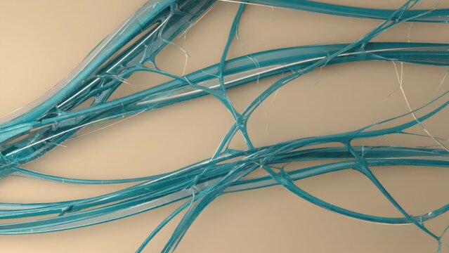 Abstract network lines in teal on beige