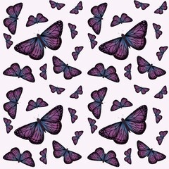 seamless pattern with butterflies fabric pattern tablecloth paper wrap © Chiranun