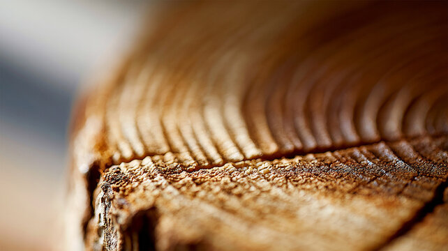 Extreme macro close up of natural wood grain texture with annual growth rings, organic timber pattern and rustic wooden surface for background and design use