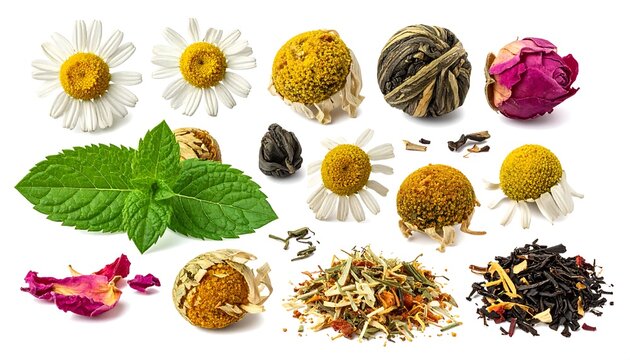 Assorted dried herbs and spices collection.