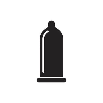 Condom icon symbol for safe sex concept and birth control awareness in black silhouette vector style.