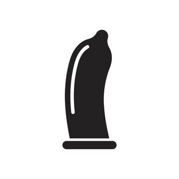 Black condom icon symbol representing safe sex birth control and healthcare protection vector illustration.