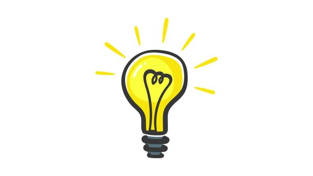 Bright yellow glowing light bulb vector illustration symbolizing innovative ideas and creativity